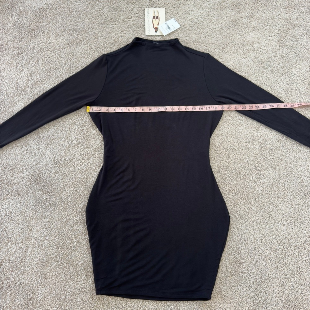 Naked Wardrobe Black Mock Neck Long Sleeve Bodycon Mini Dress 1X NW-D0059X - Picture 5 of 11